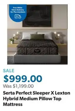 Sam's Club Serta Perfect Sleeper X Lexton Hybrid Medium Pillow Top Mattress offer