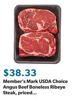 Sam's Club Member's Mark USDA Choice Angus Beef Boneless Ribeye Steak, priced per pound offer
