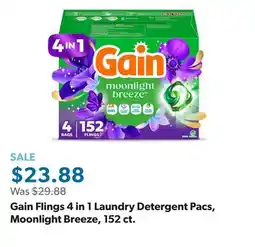 Sam's Club Gain Flings 4 in 1 Laundry Detergent Pacs, Moonlight Breeze, 152 ct offer