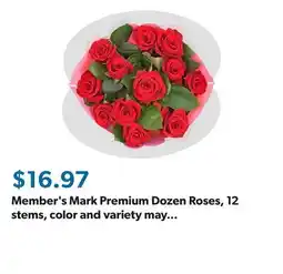 Sam's Club Member's Mark Premium Dozen Roses, 12 stems, color and variety may vary offer