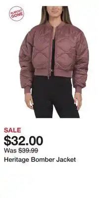 TJ Maxx Heritage Bomber Jacket offer