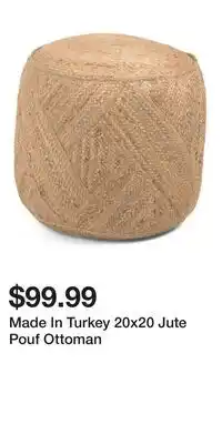 TJ Maxx Made In Turkey 20x20 Jute Pouf Ottoman offer