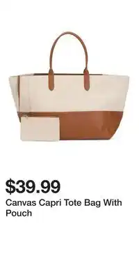 TJ Maxx Canvas Capri Tote Bag With Pouch offer