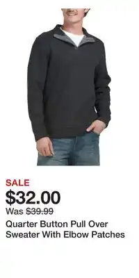 TJ Maxx Quarter Button Pull Over Sweater With Elbow Patches offer