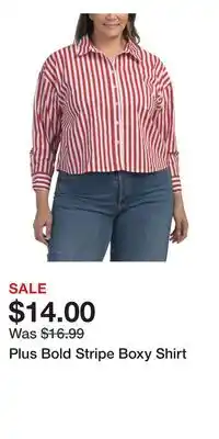 TJ Maxx Plus Bold Stripe Boxy Shirt offer