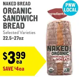 New Seasons Market Naked bread organic sandwich bread offer