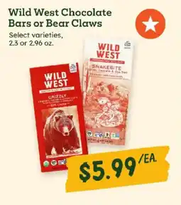 Sprouts Farmers Market Wild West Chocolate Bars or Bear Claws offer