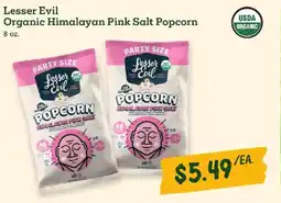 Sprouts Farmers Market Lesser Evil Organic Himalayan Pink Salt Popcorn offer