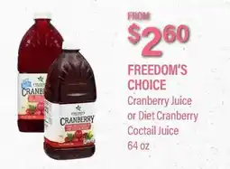 Commissary FREEDOM'S CHOICE Cranberry Juice or Diet Cranberry Coctail Juice offer