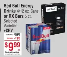 Smart & Final Red Bull Energy Drinks Cans or RX Bars offer