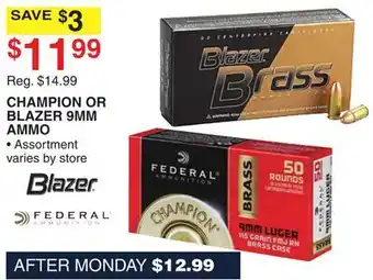 Dunham's Sports BLAZER CHAMPION OR BLAZER 9MM AMMO offer