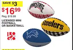 Dunham's Sports LOGO LICENSED MINI FOOTBALL OR BASKETBALL offer