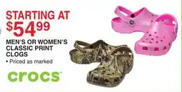 Dunham's Sports CROCS MEN'S OR WOMEN'S CLASSIC PRINT CLOGS offer