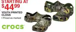 Dunham's Sports CROCS YOUTH PRINTED CLOGS offer