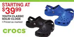 Dunham's Sports CROCS YOUTH CLASSIC SOLID CLOGS offer
