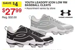 Dunham's Sports UNDER ARMOUR YOUTH LEADOFF ICON LOW RM BASEBALL CLEATS offer