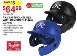 Dunham's Sports RAWLINGS RX2 BATTING HELMET WITH REVERSIBLE JAW GUARD offer