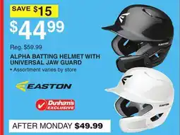 Dunham's Sports EASTON ALPHA BATTING HELMET WITH UNIVERSAL JAW GUARD offer