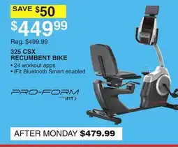 Dunham's Sports PRO-FORM 325 CSX RECUMBENT BIKE offer