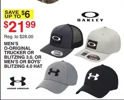 Dunham's Sports OAKLEY MEN'S O-ORIGINAL TRUCKER OR BLITZING 3.0, OR MEN'S OR BOYS' BLITZING 4.0 HAT offer