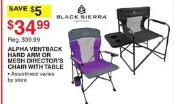 Dunham's Sports BLACK SIERRA ALPHA VENTBACK HARD ARM OR MESH DIRECTOR'S CHAIR WITH TABLE offer