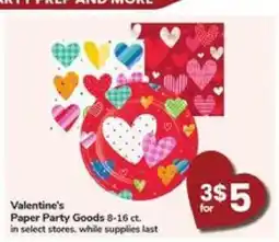 Safeway Valentine's Paper Party Goods offer