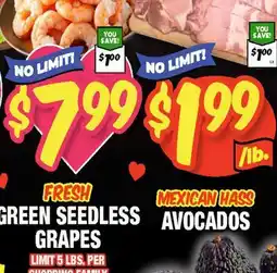 Western Beef FRESH GREEN SEEDLESS GRAPES, MEXICAN HASS AVOCADOS offer