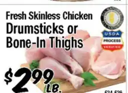 Western Beef Fresh Skinless Chicken Drumsticks or Bone-In Thighs offer