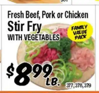 Western Beef Fresh Beef, Pork or Chicken Stir Fry WITH VEGETABLES offer