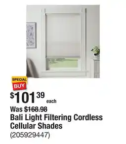 The Home Depot Bali Light Filtering Cordless Cellular Shades offer