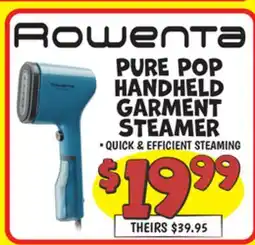 Ollie's ROWENTA PURE POP HANDHELD GARMENT STEAMER offer