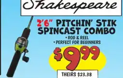 Ollie's SHAKESPEARE 2' 6 PITCHIN' STIK SPINCAST COMBO offer