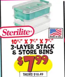 Ollie's STERILITE 3-LAYER STACK & STORE BINS offer