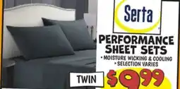 Ollie's SERTA PERFORMANCE SHEET SETS offer