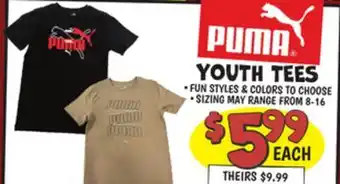 Ollie's PUMA YOUTH TEES offer