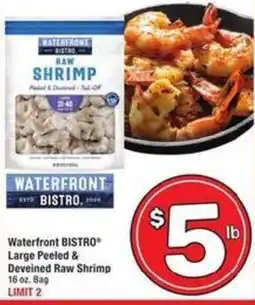 Albertsons Waterfront bistro large peeled & deveined raw shrimp offer