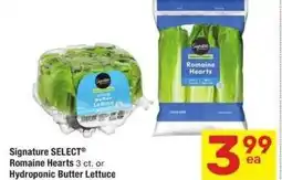 Albertsons Signature SELECT Romaine Hearts or Hydroponic Butter Lettuce offer