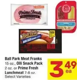 Albertsons Ball Park Meat Franks, Olli Snack Pack, or Prime Fresh Lunchmeat offer