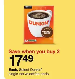Target Dunkin' single-serve coffe pods offer