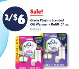 Family Dollar Glade PlugIns Scented Oil Warmer + Refill offer