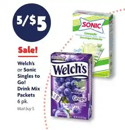 Family Dollar Welch's or Sonic Singles to Go! Drink Mix Packets 6 pk offer