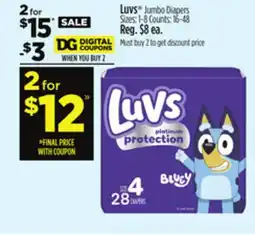 Dollar General Luvs Jumbo Diapers offer