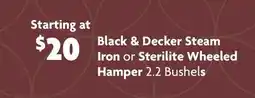 Family Dollar Black & Decker Steam Iron or Sterilite Wheeled Hamper offer