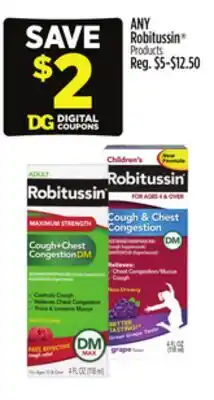 Dollar General ANY Robitussin Products offer