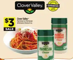 Dollar General Clover Valley Parmesan or Parmesan & Romano Cheese offer