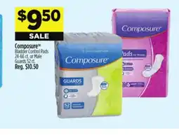 Dollar General Composure Bladder Control Pads 24-66 ct. or Male Guards 52 ct offer