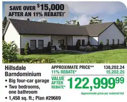 Menards Hillsdale Barndominium offer