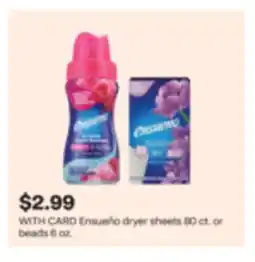 CVS Ensueño dryer sheets 80 ct. or beads 6 oz offer