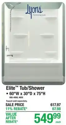 Menards Elite Tub/Shower offer