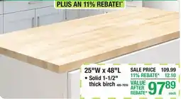 Menards 25W x 48L Butcher Block offer